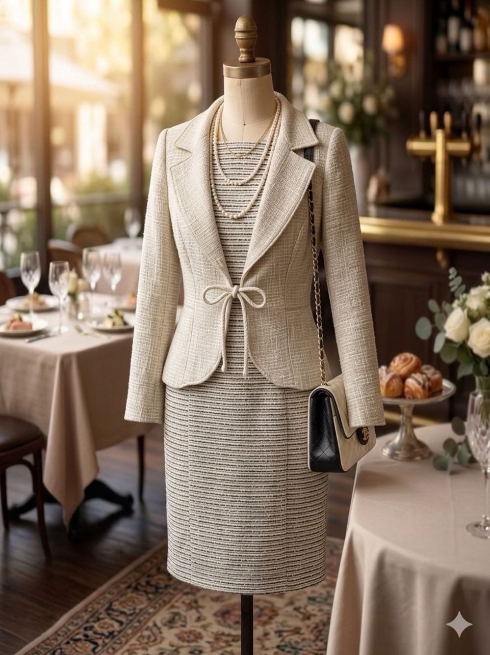 Arden B. Cream Cotton Tweed Cropped Blazer Jacket Tie Front Size M